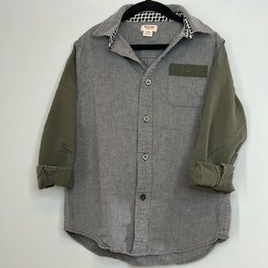 Mossimo Supply & Co Kids Boys Gray & Green Button Down Long Sleeve Shirt Small